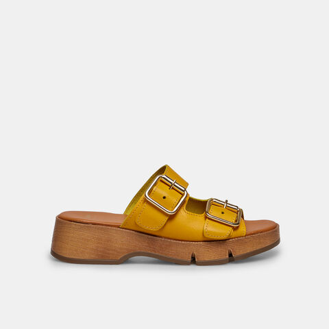 Sandalias de piel con hebillas, Amarillo Sandalias de piel con hebillas, Amarillo